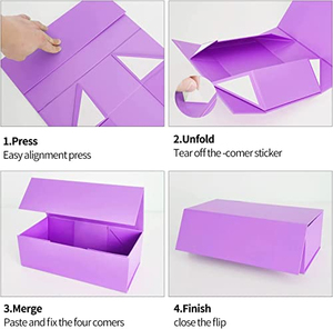 Boîte pliante en papier magnétique de luxe avec logo personnalisé, design élégant, boîte rigide en carton pliable pour robe de mariée ou vin - Product Image 6