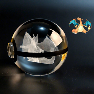Veilleuse <span class=keywords><strong>LED</strong></span> pour enfants, cadeau gravé, Poké Ball en cristal, Pokéball Charizard - Product Image 1