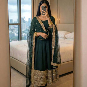 Nouvelle mode indienne et pakistanaise, haut de gamme, dernière collection, soie naturelle, taille cintrée, femmes, manches longues, traditionnel, fête, décontracté - Product Image 1