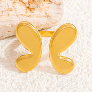 Fashion <b>Rings</b> For Women Gold Tone Bowknot Design Party Jewelry <b>Statement</b> <b>Rings</b> Stainless Steel Lightweight Luxury Style - Product Image 2