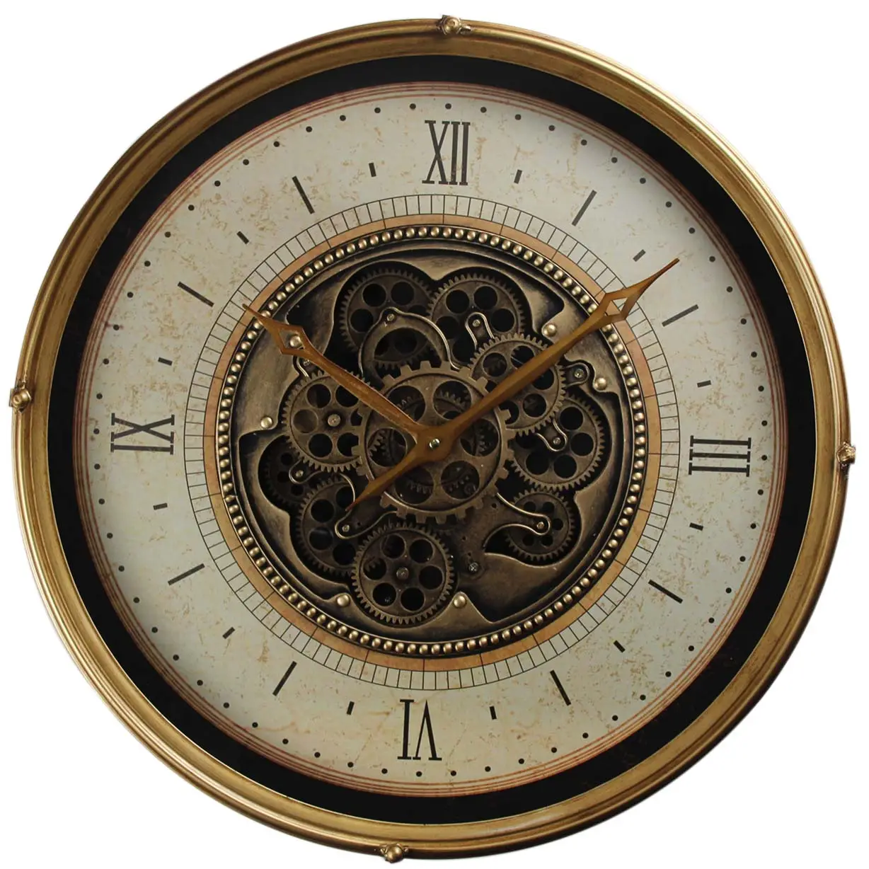 60 CM Oversize Silent Non-ticking Metal Wall Clock Battery Operated Round Wall Clock And Real Moving Gears For Home Decor