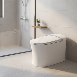 <span class=keywords><strong>WC</strong></span> intelligent monobloc en céramique avec bidet électrique à chasse automatique, siphonique à siphon en S, siège chauffant inclus, à poser au sol - Product Image 3