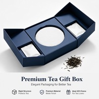 Boîte cadeau de luxe bleue rigide magnétique personnalisée en gros avec séparateur et sachets de thé pour la Fête des Pères