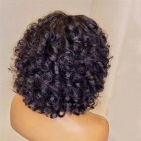Perruques en cheveux humains coupe pixie avec frange Afro Rose bouclée Funmi Perruques sans colle avec frange Perruque courte bouclée rebondissante pour femmes
