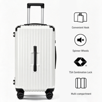 Valise légère et durable en ABS PC rigide avec roulettes silencieuses, coins anti-collision, serrure TSA, chariot de voyage élégant