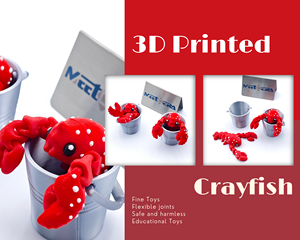 Porte-clés en forme d'écrevisse imprimé en 3D, petit cadeau pour enfants, produit de services de fabrication - Product Image 2