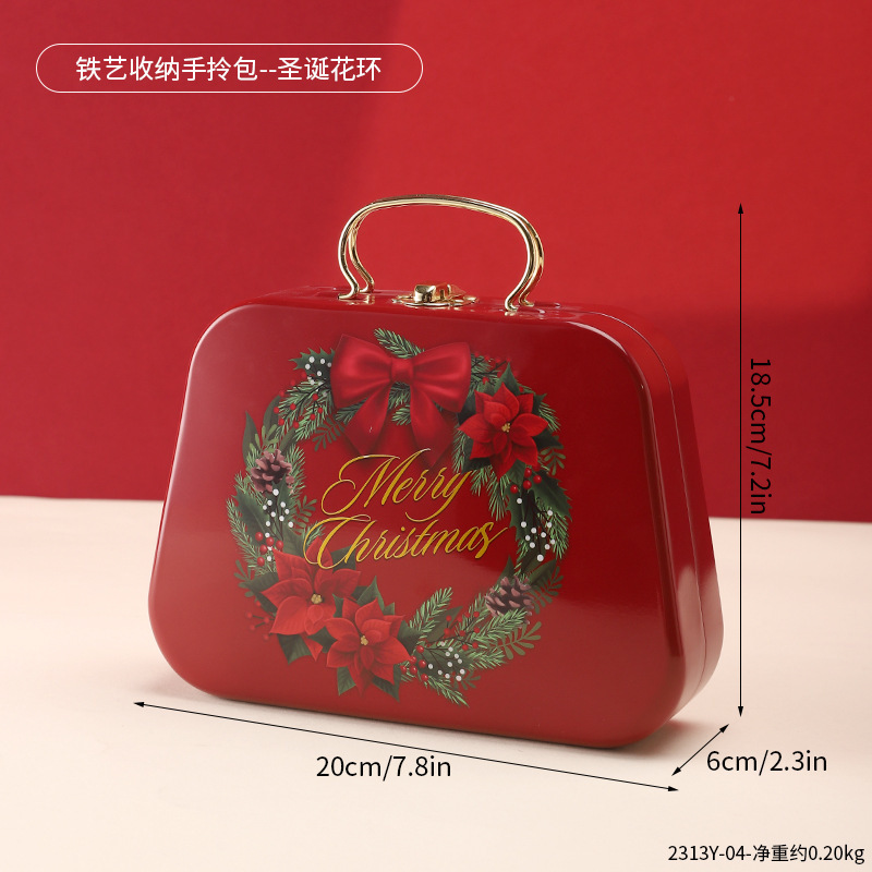 2313Y-04-Sac à main de rangement en fer forgé - Couronne de Noël