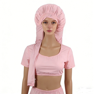 HZM-25594 カスタムロゴ入り高級大人用ロングヘア用スリーピングキャップ パンティストッキング付きボンネット（2本のチューブ付き）女性用伸縮性ターバン - Product Image 1