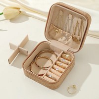 Vintage Eco Friendly voyage boucles d'oreilles anneau collier cosmétiques organisateur sac Portable fermeture éclair boîte à bijoux liège bijoux mallette de rangement
