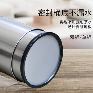 Stainless Steel Trash Can Double Layer Cylindrical Large Size For Home Bathroom Hotel Living Room Indoor Use - Product Image 1