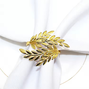 Anillo de Servilleta de Trigo Dorado Simulado, Hebilla de Servilleta de Cebada con Recubrimiento Metálico, Anillos de Servilleta para Centro de Mesa de Boda - Product Image 3