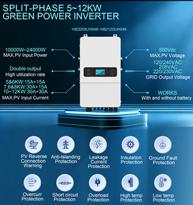 Convertisseur solaire hybride Sunohoo 11,4 kW à phase divisée avec 2 MPPT, batterie basse tension, convertisseur solaire extérieur - Product Image 3