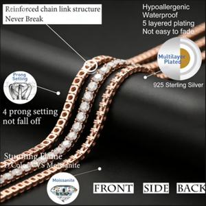 Fine Jewelry Hip Hop White Gold 925 <b>Sterling</b> <b>Silver</b> VVS Moissanite Diamond Cluster Tennis <b>Chain</b> Bracelet Necklace <b>for</b> Men <b>Women</b> - Product Image 5
