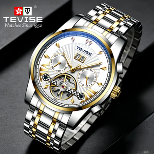 Montre mécanique automatique à tourbillon TEVISE avec logo personnalisé, montre de luxe à plusieurs fuseaux horaires pour hommes - Product Image 2