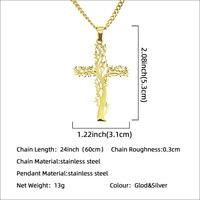 Collier pendentif croix en alliage doré, poli, ajouré, bijoux religieux tendance, en stock, vente en gros