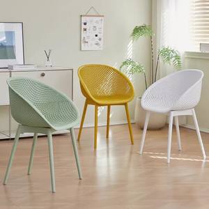 Chaise de jardin en plastique de style nordique, dossier creux, design minimaliste, chaise de loisirs d'extérieur - Product Image 2