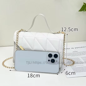 Trendy Rhomboid Chain PU Women's <b>Handbag</b> Fashionable <b>Small</b> Square Casual Crossbody Shoulder Bag - Product Image 3