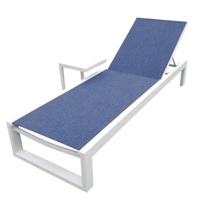 Extérieur Bleu <span class=keywords><strong>Chaise</strong></span> <span class=keywords><strong>longue</strong></span> <span class=keywords><strong>bain</strong></span> de <span class=keywords><strong>Soleil</strong></span> En Aluminium D'hôtel De Plage Piscine Chaises Avec Table D'appoint - Product Image 1
