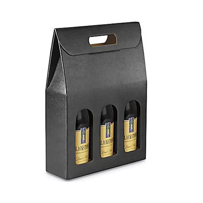 Custom Printed Luxury Cardboard Paper Wine Carrier Gift Box