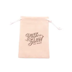 custom printed baby pink drawstring jewelry pouch pale pink velvet pouch fancy light pink bag jewellery pouches with logo