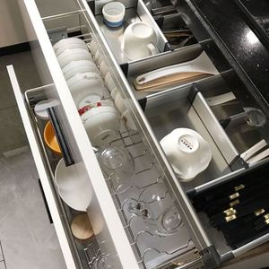 2pc Ball-Bearing System Under Sink Sliding <b>Pull</b> <b>Out</b> Drawer Cabinet Organizer Rack 2 Tier Under Sliding Wire <b>Basket</b> with Slides - Product Image 4