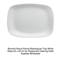 Plateau de service rectangulaire Parma 24 × 34 cm en verre blanc Bormioli Rocco