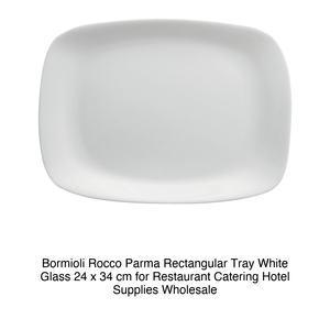 Parma Rectangular Serving Platter 24 × 34 cm White Glass Bormioli Rocco - Product Image 2