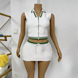 Nuevo Conjunto de Dos Piezas: Top Corto Ajustado con Cremallera y Pantalones Cortos con Cintura Ajustable, Personalizable con Logotipo, Tallas Grandes Disponibles - Product Image 4