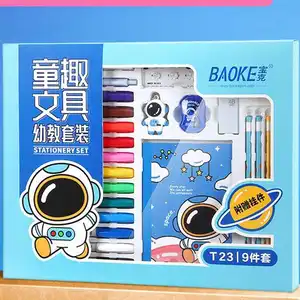 Cartoon Student School Supplies Gift Set Pencil Notebook Acrylic Marker Ruler Gel Pen Stationery Gift Box