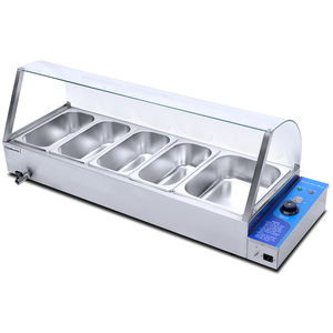 Equipo de cocina comercial Calentador de alimentos Mesa eléctrica de acero inoxidable Bain Marie con cubierta de vidrio - Product Image 4