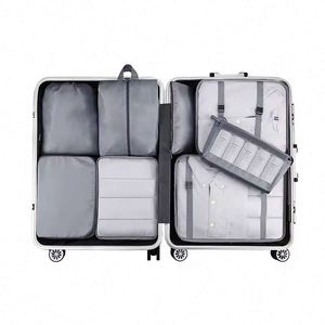Muestra gratuita de organizadores de ropa de malla con logotipo personalizado, paquete de 8 piezas, organizador de equipaje de viaje, juego de cubos de embalaje. - Product Image 6