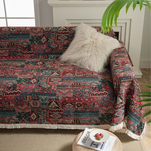 Jeté de canapé en jacquard résistant aux griffes des chats, jacquard fleurs d'<span class=keywords><strong>iris</strong></span>, couverture de canapé épaisse vintage festive - Product Image 4
