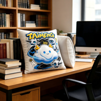 Bantal Lempar Robot Awan Kartun TAIMENG Bahan Poliester Dekorasi Rumah untuk Usia 2 hingga 4 Tahun Kamar Tidur Ruang Tamu Kursi Gaming