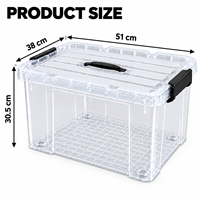 Conteneur de rangement transparent en PP personnalisé de 43 L, empilable, pour le salon, la chambre, les jouets, les livres, les vêtements
