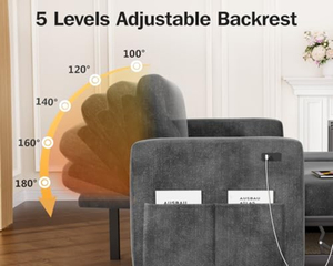 Sofá Cama Seccional con Cama Extraíble, Sofá en Forma de L con Respaldo Reclinable y Chaise Longue Reversible con Almacenamiento - Product Image 3