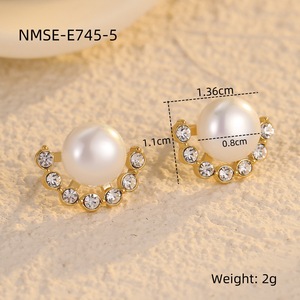 Perla artificiale <span class=keywords><strong>di</strong></span> zircone unica francese alla rinfusa ipoallergenica piccola perla carina inossidabile <span class=keywords><strong>orecchini</strong></span> <span class=keywords><strong>di</strong></span> gioielli <span class=keywords><strong>di</strong></span> moda <span class=keywords><strong>per</strong></span> ragazze - Product Image 5