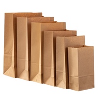 Sacs en papier kraft brun SOS personnalisés recyclés de qualité alimentaire pour emporter, sacs en papier jetables pour emporter avec votre propre logo