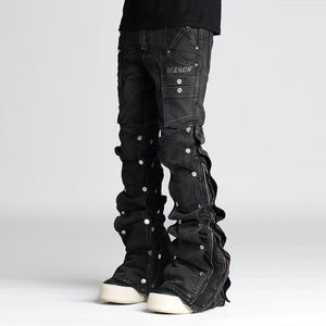 ديزنيو جودة عالية جينز أزياء الرجال عالية الخصر نمط مع زخرفة نمط زائد الحجم الجينز الرجال مستقيم الساق - Product Image 3