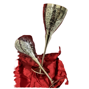 Gobelet de vin médiéval en métal fait main, motif flamme, calice à long pied en résine et acier inoxydable pour fête - Product Image 1