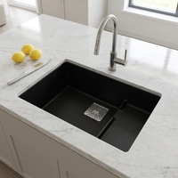 Évier double sous plan de haute qualité 75*47cm, 80% quartz et 20% résine, résistant aux rayures, noir, pour cuisine