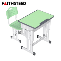 Ensemble bureau et chaise pour enfants, plateau en MDF avec structure en acier robuste et réglage en hauteur pour l'école