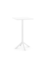 Table de bar carrée noire moderne, table haute perforée résistante aux intempéries, table de bistrot de patio empilable à base trépied