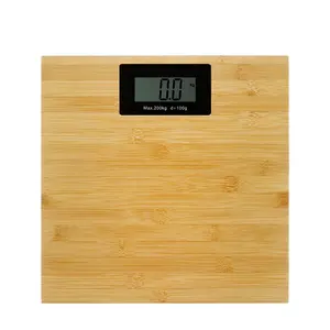 Factory Price Digital 200kg Bamboo Platform Bathroom Scale LCD Display OEM/ODM Supported Electronic Body Scale