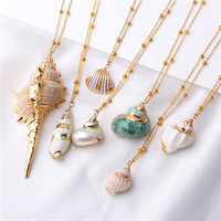 Colar artilady com boho, colar com pingente de concha natural do mar, joias da moda para mulheres
