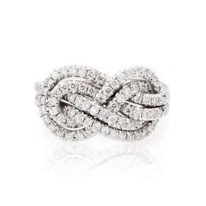 Anillo de Diamantes en Oro Blanco F1599, Anillo de Compromiso de Lujo para Mujer, Corte Brillante Redondo, Color G Natural, 14K - Product Image 2