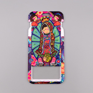 Cordón colorido de Nuestra Señora de Guadalupe con soporte para tarjeta de identificación, correa para el cuello con diseño de la <span class=keywords><strong>Virgen</strong></span> María de dibujos animados para credencial y llavero - Product Image 4