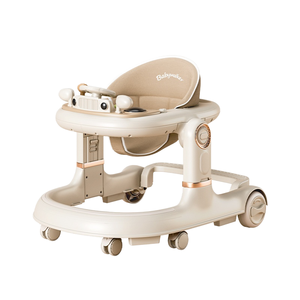 Marche-bébé, beige clair avec décor doré, siège marron imprimé « Marche-bébé » - Product Image 1