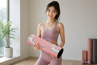 Tapis de yoga en daim imprimé sur mesure - Base en caoutchouc naturel, design à transfert thermique sur toute la surface pour studio de yoga chaud, vente en gros