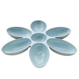 Petal Shaped Cat Bowl Blue Plastic Feeder For Cats With Five Compartments Pet Food And Water Dish - Product Image 5