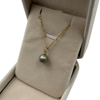 Haute qualité nouvelle mode acier inoxydable pvd plaqué or vert perle pendentif colliers, 100% collier pendentif perle d'eau douce